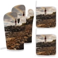 thumbnail image 1 of Ocean Lighthouse Oven Mitts And Pot Holders Sets of 4 Oven Gloves Set Potholders for Kitchen Cooking Baking Grilling Anti Scald Hot Pads And Heat Resistant, 1 of 6