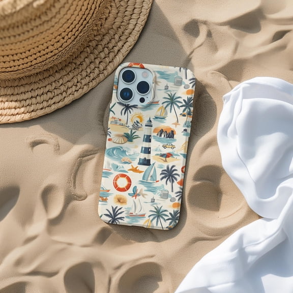 Ocean Lighthouse Phone Case Fits iPhone Samsung Galaxy Durable Hard Shell Marine Travel Nautical Gift