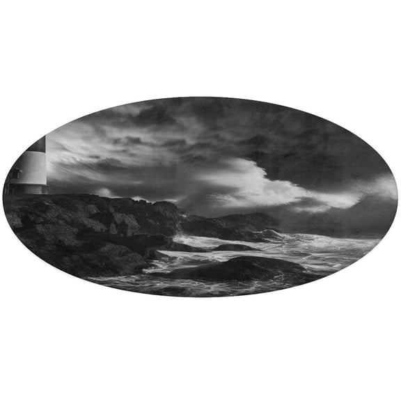 Ocean Lighthouse Round Small Area Rug, Print Non Slip Washable Floor Mat, Soft Throw Rug for Living Room, Powder Room Entryway, Bathroom, Bedside