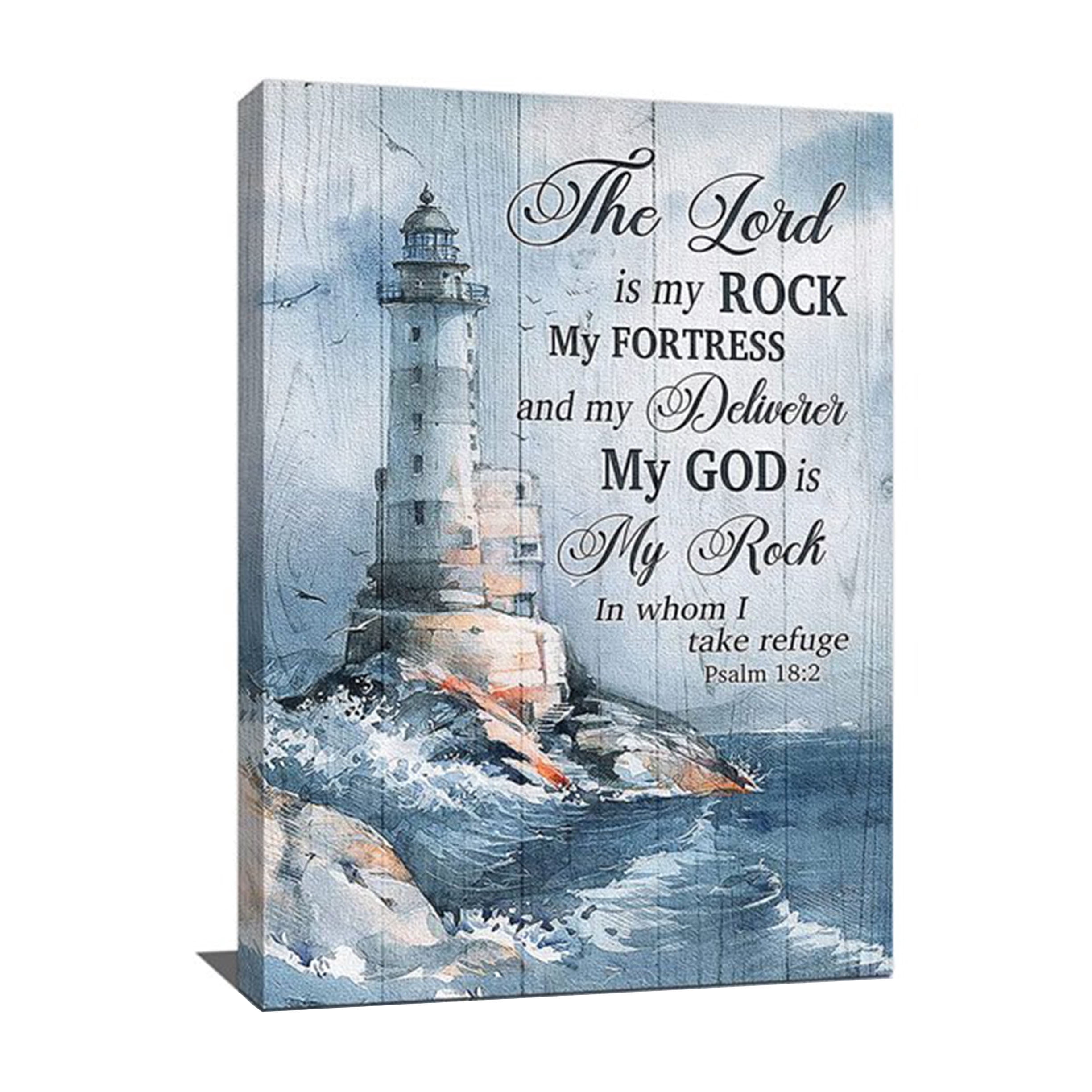 Ocean Lighthouse Wall Art Christian Psalm Bible Quotes Wall Decor Rustic Coastal Nautical Pictures Religious Motivational Canvas Prints Framed Modern Artwork For Living Room Bedroom Bathroom 12"x16"