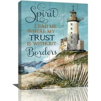 Ocean Lighthouse Wall Art Rustic Coastal Nautical Pictures Wall Decor Inspirational Quotes Canvas Painting Prints Framed Modern Home Artwork For Living Room Bedroom Bathroom 12"x16"