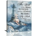 thumbnail image 1 of Ocean Lighthouse Wall Art Scriptures Christian Psalm Bible Quotes Wall Decor Rustic Coastal Nautical Pictures Religious Motivational Canvas Prints Framed Modern Artwork For Living Room 12"x16", 1 of 6