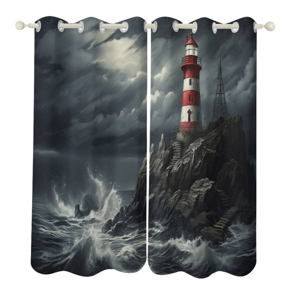 Ocean Lighthouse Window Curtain Panels Grommet Blackout Curtains Blackout Curtains for Living Room