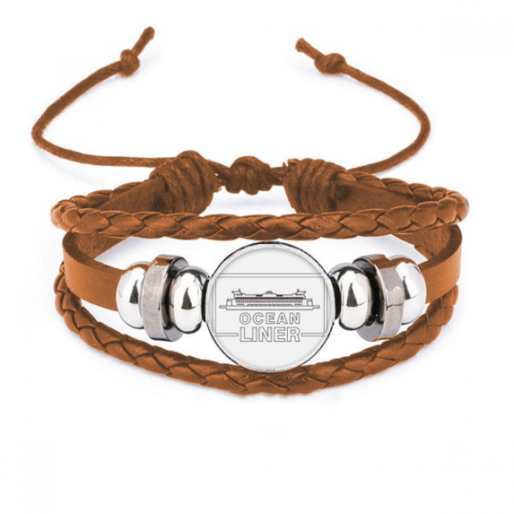 Ocean Liner Ferry Transportation Bracelet Wristband Leather Jewelry Ornament