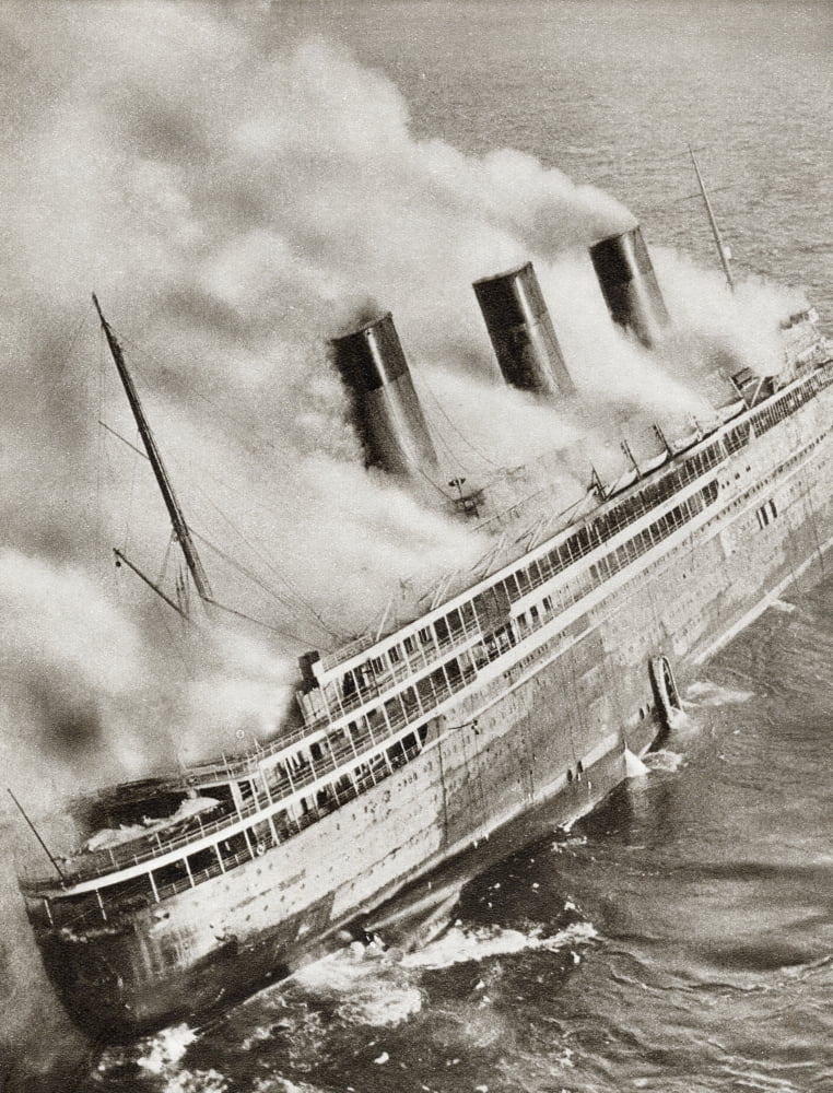 The Ocean Liner SS Latlantique Of The French Line On Fire And Adrift In 1933 From The Story Of 25 Eventful Years In Pictures Published 1935 Canvas Art - Ken Welsh Design Pics (26 x 34)