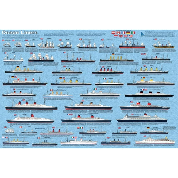 Ocean Liners Educational Poster 36x24