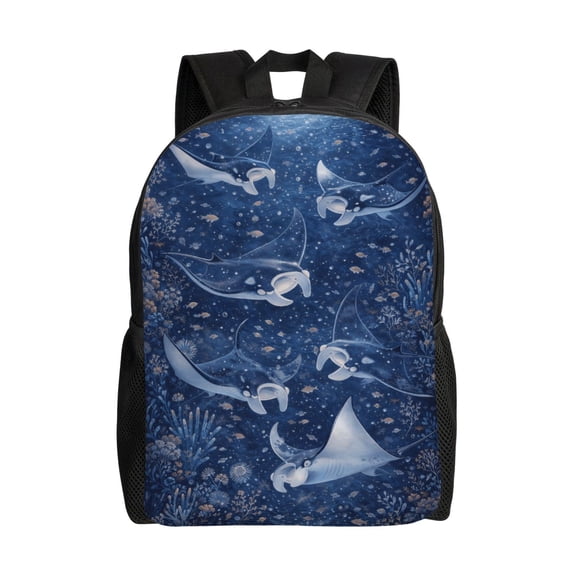 Ocean Manta Rays Backpack Large Capacity Laptop Bag for Men and Women