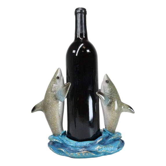 Ocean Marine Byron Bay Twin Great White Sharks Rising Above Water Wine Holder
