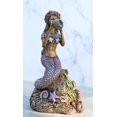 thumbnail image 1 of Ocean Marine Mermaid Siren Princess Blowing Sconce Shell On Coral Rock Figurine, 1 of 8