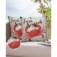 thumbnail image 1 of Ocean Marine Red Crab Seafood Outdoor Pillow Covers Waterproof Throw Pillow Cover 20x20in Set of 2,Square Decorative Pillowcases Cushion Case for Patio Sofa Couch,Abstract Plant Texture on Wood Grain, 1 of 7