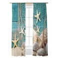 thumbnail image 1 of Ocean Marine Sheer Curtains 2 Panels Set Vintage Shell Starfish Blue Wood Grain Lihgt Filtering Rod Pocket Voile Drape, Semi Sheer Window Curtains for Bedroom Living Room, 52"x96", 1 of 5