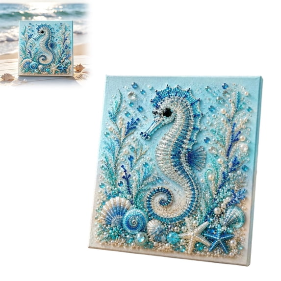 Ocean Marine Theme 5D Diamond Painting Kit Sea Animal DIY Rhinestone Art Set for Adults & Kids Dolphin Octopus Turtle Shark Diamond Craft Decor - 7.87" x 7.87"