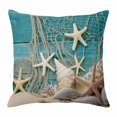 thumbnail image 1 of Ocean Marine Throw Pillow Cover Vintage Shell Starfish Blue Wood Grain Cotton Linen Cushion Cover Throw Pillow Case with Invisible Zipper for Couch Sofa Bed Chair Car 26x26 Inch, 1 of 9