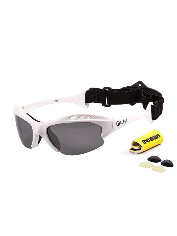 Mauricio Polarized Sunglasses Kiteboarding Surf Water Sports (frame Shiny White, Lens Smoke)