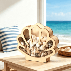 Ocean Memory Turtle Shadow Box, Coastal Seashell Display Keepsake for Beach Treasures & Travel Memories, Travel Memories, Coastal Home Decor, Beach House Decoration (Conch)