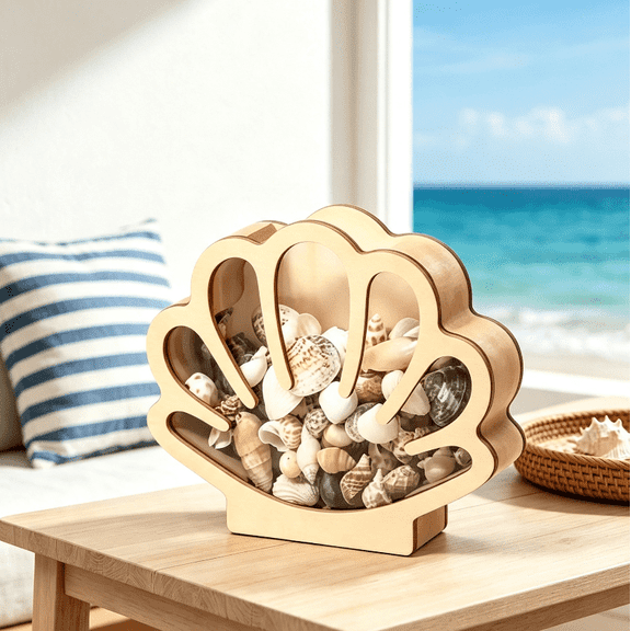 Ocean Memory Turtle Shadow Box, Coastal Seashell Display Keepsake for Beach Treasures & Travel Memories, Travel Memories, Coastal Home Decor, Beach House Decoration (Conch)