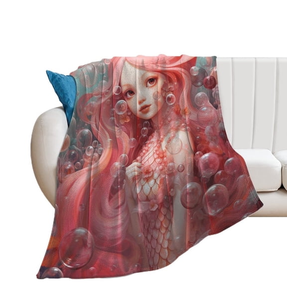 Ocean Mermaid Coral Blanket Lightweight Cozy Couch Bed Super Soft And Microfiber Throws Blankets for All Seasons