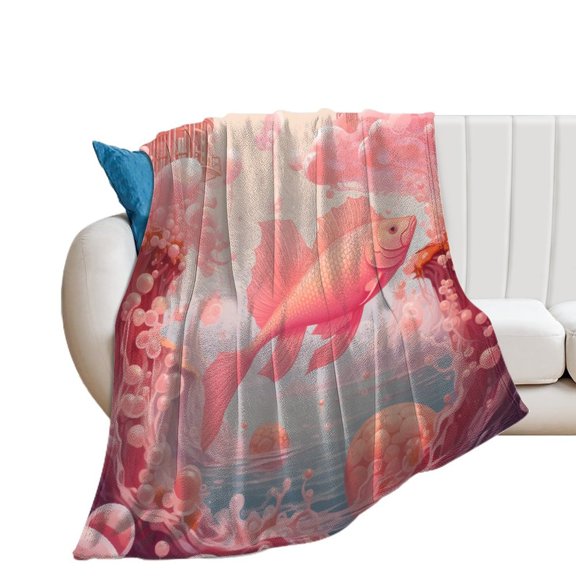 Ocean Mermaid Coral Blankets Flannel Blanket with Soft Throw Blanket for Couch, Bed, Sofa Luxurious Warm And Cozy for All Seasons