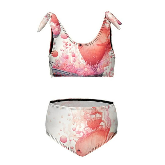 Ocean Mermaid Coral Girls' beach sports two-piece swimsuit set