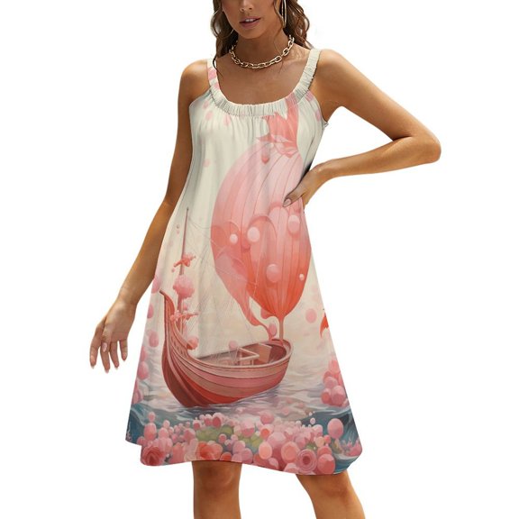 Ocean Mermaid Coral Women's Summer Dresses 2025 Beach Casual Sleeveless Floral Print Tank Loose Sundress