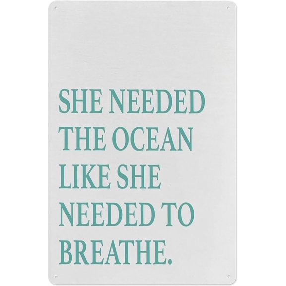 Ocean Metal Tin Sign, Beach Wall Art Decorative Plaque, 8 x 12 Inch for Home, Bedroom, Bathroom or Beach House