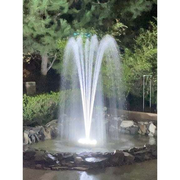 Ocean Mist PJ2000-6W (66 Ft Cord) Floating Pond Fountain with LED Lighting