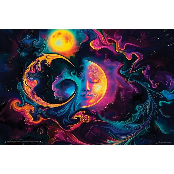 Ocean, Moon & Sun by Shawna Stewart Non-Flocked Blacklight Poster 36" x 24"