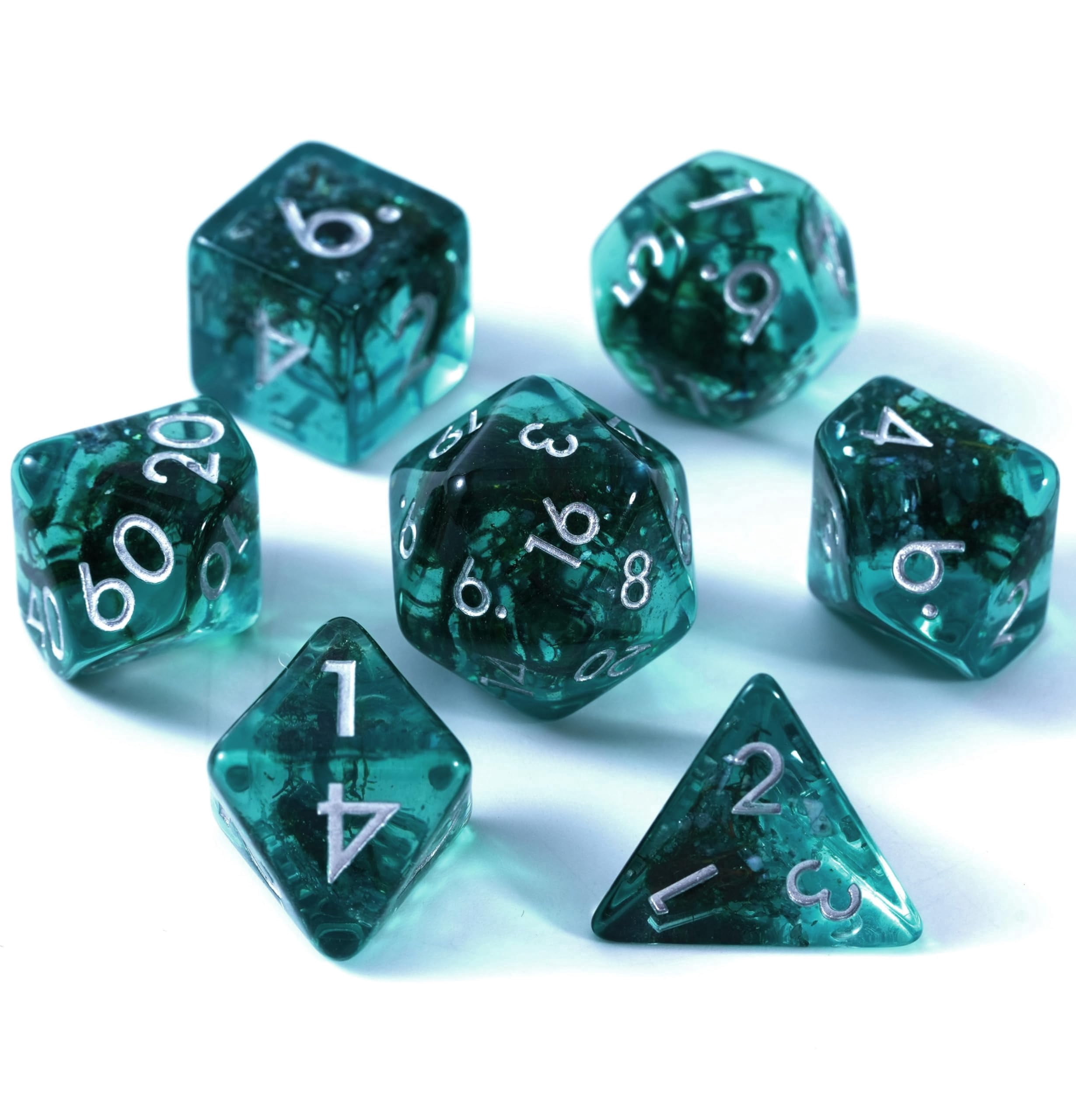 Soar Forge Resin Dnd Dice Set, 7 Piece Polyhedral, Aquamarine Ocean ...