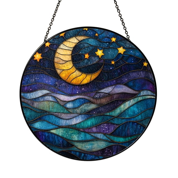 Ocean Motion Window Decor – Wave Pattern Glass Suncatcher