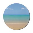 thumbnail image 1 of Ocean Mouse Pad for Computers, Still Calm Sea at the Beach with Aquatic Landscape Sun Peace Relax Nature Image, Round Non-Slip Thick Rubber Modern Mousepad, 8" Round, Cream Turquoise, by Ambesonne, 1 of 2