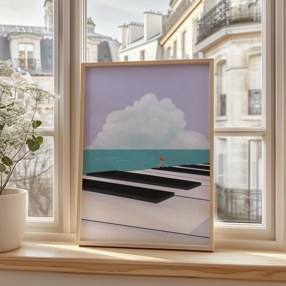 Ocean Music Piano Surreal Keyboard Minimal Art Poster , Poster Print ...