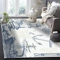 thumbnail image 1 of Ocean Nautical Area Rug, Blue Sea Coastal Lighthouse Boat Indoor Rugs, Non Slip Machine Washable Easy Care Carpet for Living Room Bedroom Study Apartment Home Decor 4 x 6ft, 1 of 6