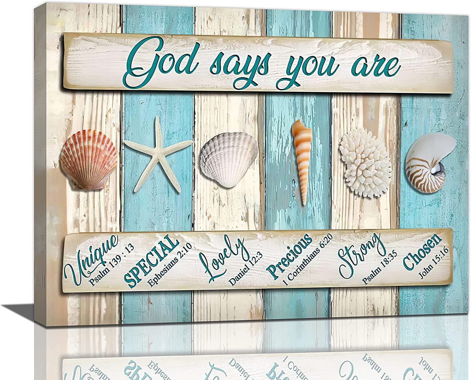 Ocean Nautical Canvas Wall Art Coastal Seashell Wall Decor Rustic God ...