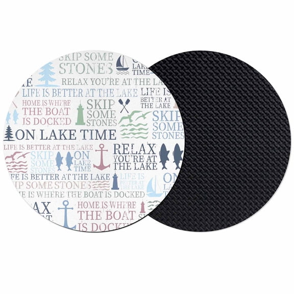 Ocean Nautical Coasters Set of 2, Absorbent Coasters for Drinks, Rustic Anchors Fish Oars Lighthouses Coaster for Desk Coffee Table Protection, Home Decor House Warming Gifts 4"