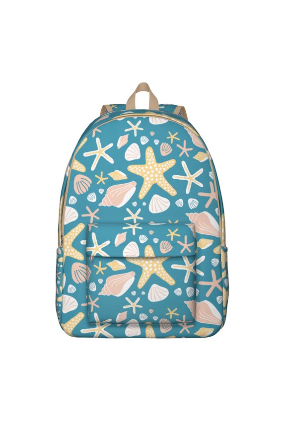 Ocean Nautical Marine Coral Travel Backpack – Vintage Style Canvas Bookbag with Tropical Sea Print, Comfortable Carrying, Large Capacity, Anti-theft Features for School, Travel, and Beach Trips