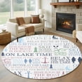 thumbnail image 1 of Ocean Nautical Round Area Rug 5ft, Rustic Anchors Fish Oars Lighthouses Washable Non-Slip Circle Rugs for Bedroom Living Room Kitchen, Soft Low Pile Carpet for Dining Room Playroom Nursery, 1 of 9