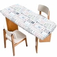 thumbnail image 1 of Ocean Nautical Table Cloths for 8 Foot Rectangle Tables, Rustic Anchors Fish Oars Lighthouses Patio Waterproof Elastic Fitted Tablecloths, Washable Rectangular Table Cover for Camping, 1 of 8