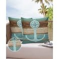 thumbnail image 1 of Ocean Nautical Teal Anchor Compass Outdoor Pillow Covers Waterproof Throw Pillow Cover 18x18in Set of 2,Square Decorative Pillowcases Cushion Case for Patio Sofa Couch,Vintage Rustic Farm Wood Plank, 1 of 7