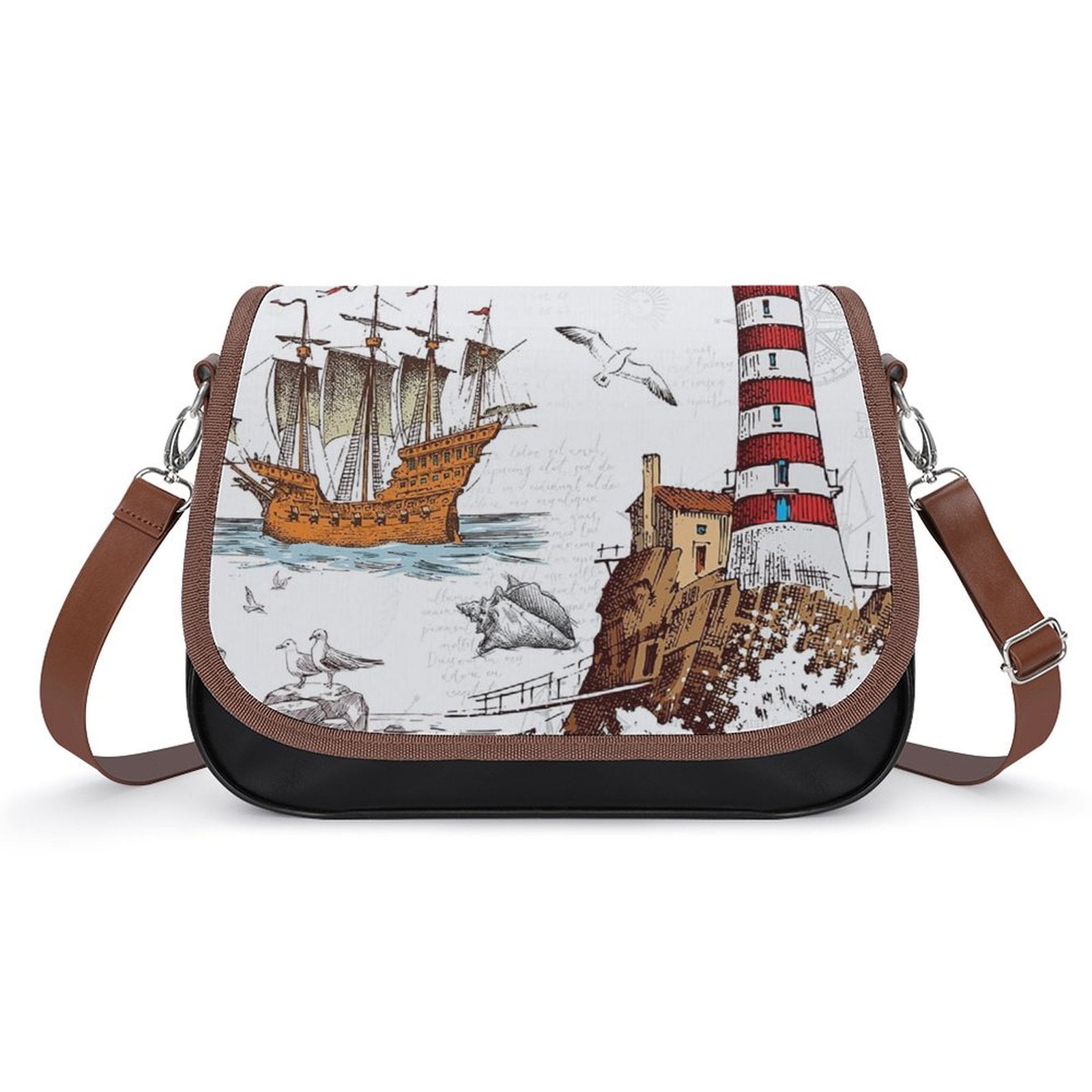 Ocean Nautical Vintage Sea Coastal Lighthouse Boat Vintage Crossbody ...