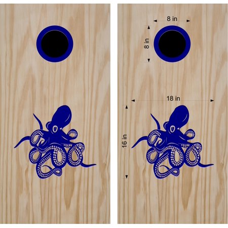 Ocean Octopus Cornhole Decal Set Boards Bean Bag Toss Sticker