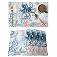 thumbnail image 1 of Ocean Octopus Placemats Set of 4, Summer Coastal Coral Flower Shells Placemats for Dining Table, Place Mats for Kitchen Tabletop, Waterproof Wipeable Dining Table Mats Set, 1 of 9