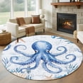 thumbnail image 1 of Ocean Octopus Round Rugs for Living Room 6ft Starfish Shell Seaweed Watercolor Non Slip Circle Rug Washable Low-Profile Indoor Carpet for Bedroom, Dining Room, Bathroom, 1 of 9
