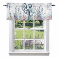thumbnail image 1 of Ocean Octopus Valance Curtain for Windows Watercolor Fish Sea Horse Coral White Letter Texture Rod Pocket Curtain Valances Short Window Treatments for Kitchen Bathroom Laundry Basement 42 x 12 Inch, 1 of 9