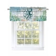 thumbnail image 1 of Ocean Octopus Valances for Windows Coral Starfish Vintage Wood Texture Rod Pocket Curtains Valance Short Window Treatment Drapes for Living Room, Bedroom Bathroom 60"&nbsp;W x 14" L, 1 of 5