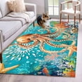 thumbnail image 1 of Ocean Octopus Washable Area Rug 3x5 111 Marine Life Coral Starfish Retro Low-Profile Large Area Rugs with Non Slip Backing Indoor Floor Carpet for Entrance Living Room Bedroom Home Office, 1 of 9