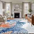 thumbnail image 1 of Ocean Octopus Washable Living Room Rugs 5'x8', Summer Orange Blue Sea Animal Corals Shells Low Pile Throw Large Area Rug Non-Slip Sturdy Edge Binding Carpet for Living Room Kitchen Office, 1 of 9