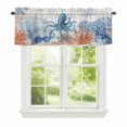 thumbnail image 1 of Ocean Octopus Window Valance for Kitchen, Summer Orange Blue Sea Animal Corals Shells Wooden Rod Pocket Short Curtain for Small Windows, Light Filtering Decorative Valance, 56 x 16 Inch, 1 Panel, 1 of 9