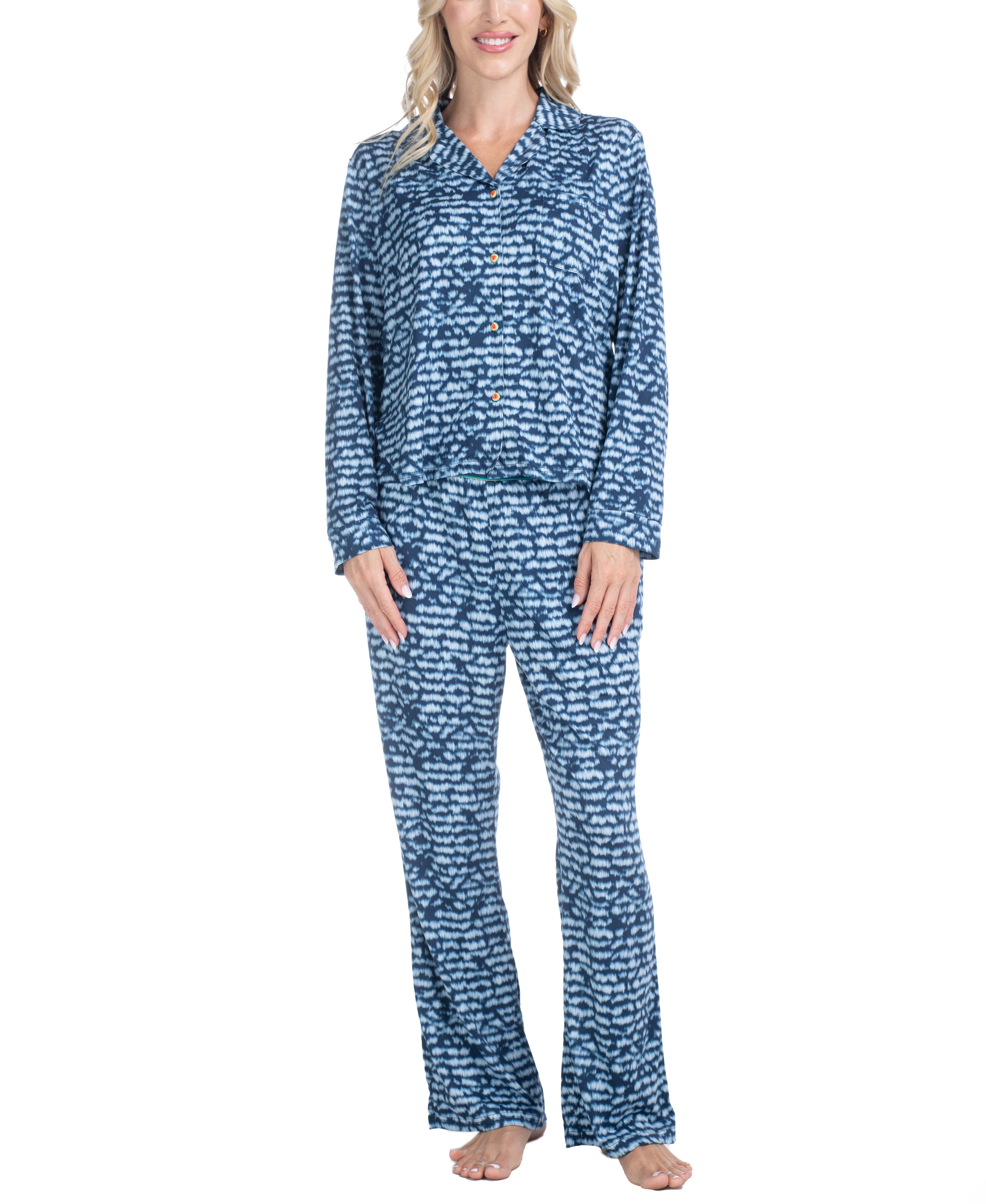 Ocean Pacific Women's All the Vibes Button Down and Notch Collar Pajama ...
