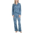 thumbnail image 1 of Ocean Pacific Women's All the Vibes Button Down and Notch Collar Pajama Set, Blue Geo, XL, 1 of 7
