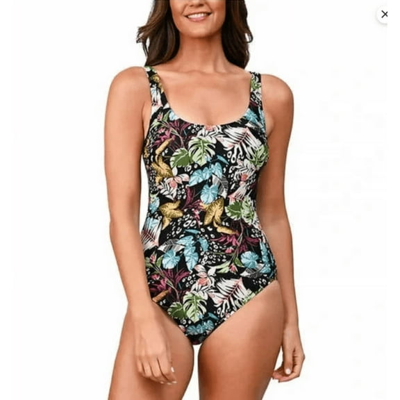 Ocean Pacific Ladies Swimsuit Multi Color (Tropical Jungle) Large